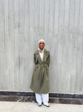 Trench coat in olive