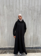 Black flow Hooded Dress