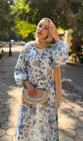 floral dress in blue