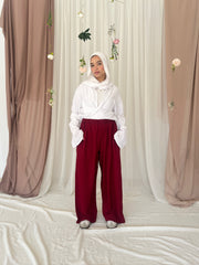LINEN PANT IN BURGUNDY