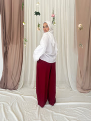 LINEN PANT IN BURGUNDY