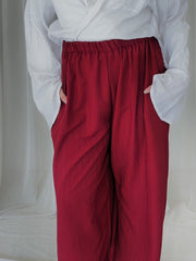 LINEN PANT IN BURGUNDY