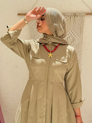 Poplin Maxi Dress - Olive