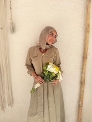 Poplin Maxi Dress - Olive