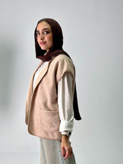 Cozy wool vest in beige