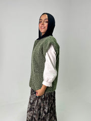 Balloon wool vest in olive
