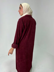 Long ribbed shirt in burgundy