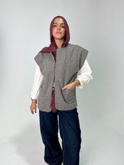 Balloon wool vest in Grey