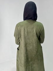 suede olive cardigan