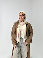 Long ribbed shirt in Beige