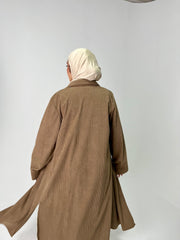 Long ribbed shirt in Beige