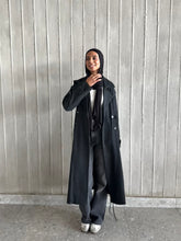 Denim trench coat in Black