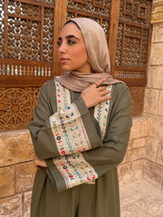 Athar kaftan in pistachio with basic dress
