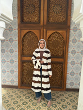 Striped Long Cardigan in Brown