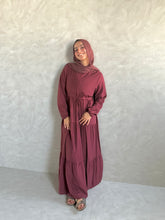 Zahra Dress with Belt in Burgundy