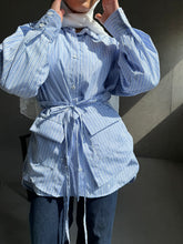 Popline Strass Shirt with 2 pocket - Blue