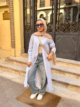 Lujain Strapped long shirt in blue