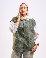 Cozy wool vest in olive
