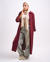 Long ribbed shirt in burgundy