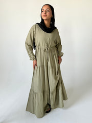 Zahra Dress with Belt in Olive