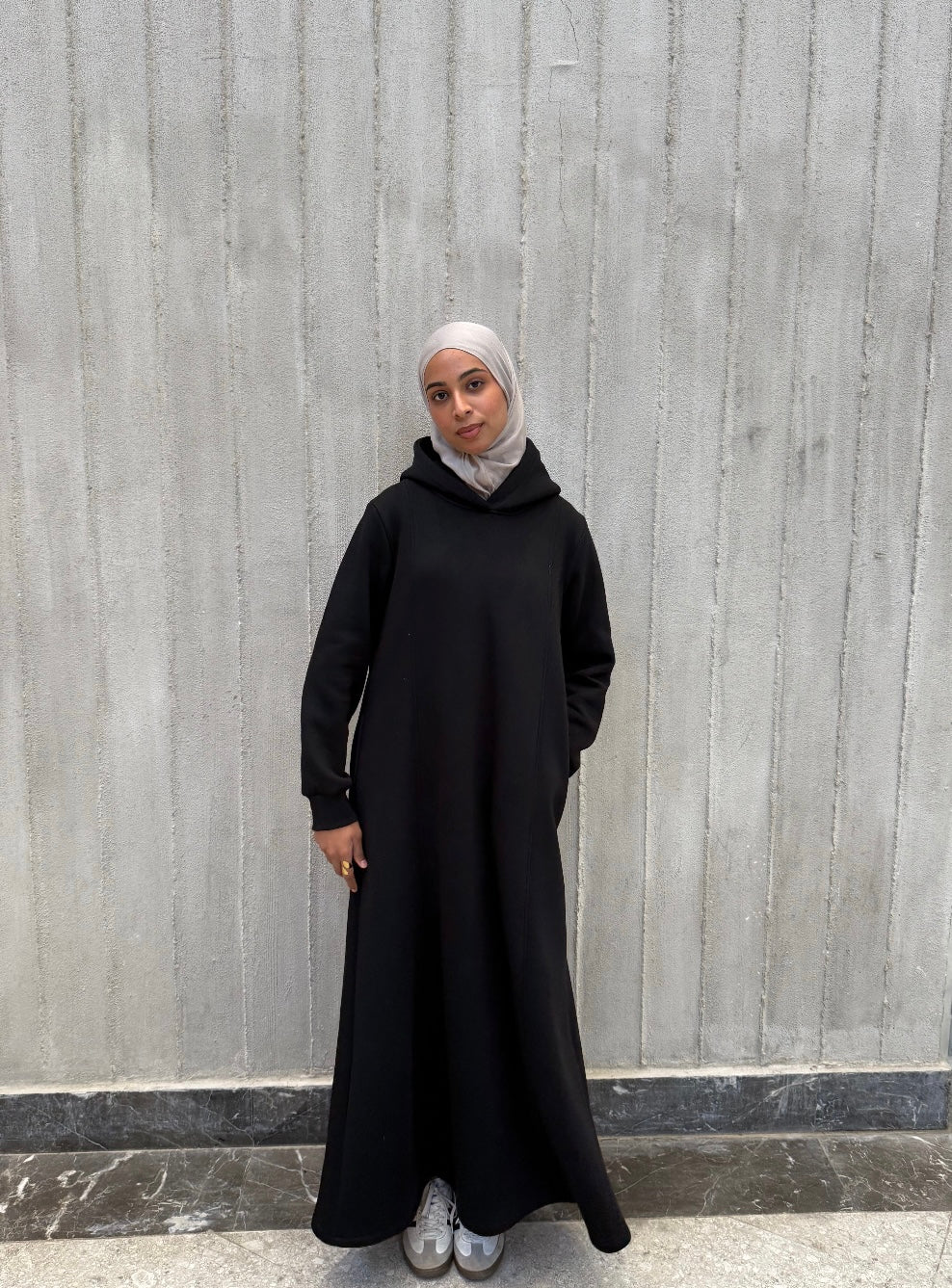 Black flow Hooded Dress