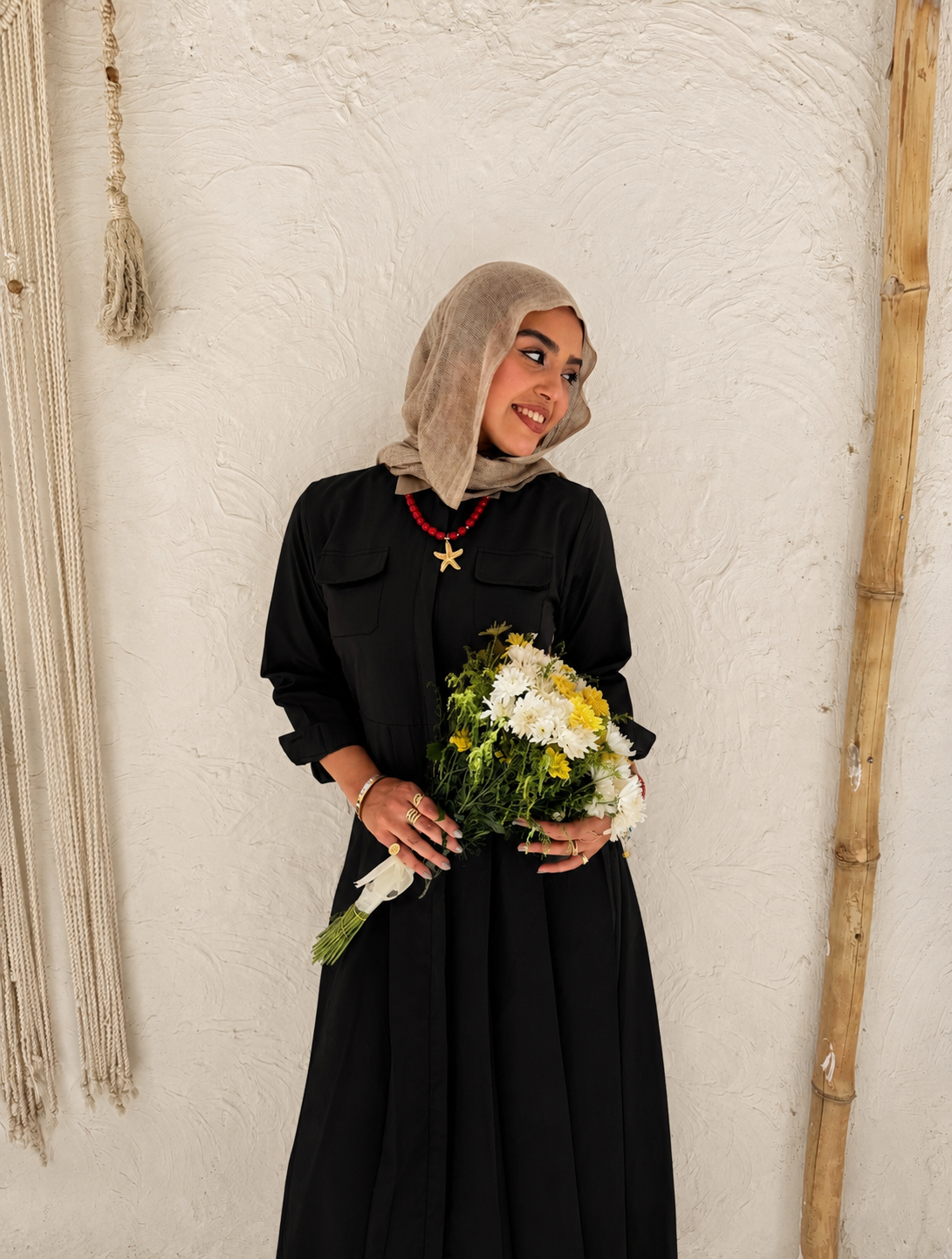 Poplin Maxi Dress - Black