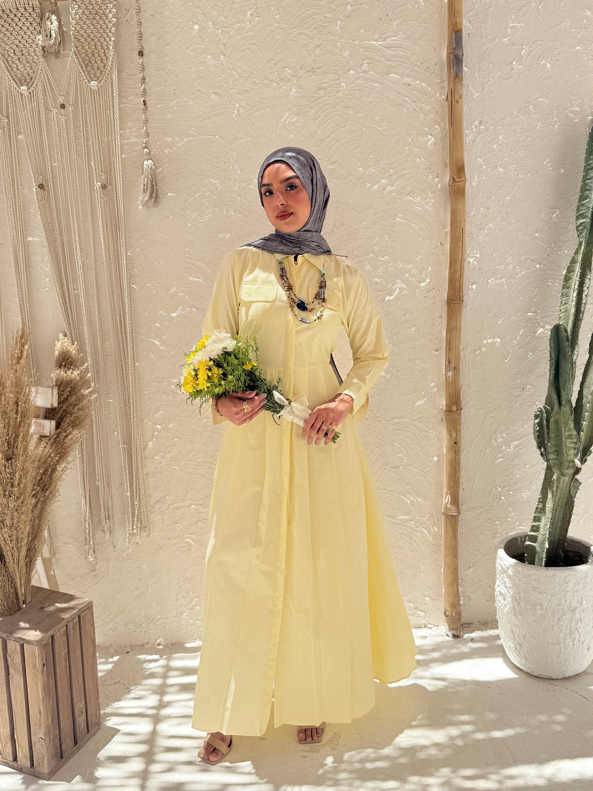 Poplin Maxi Dress - Yellow