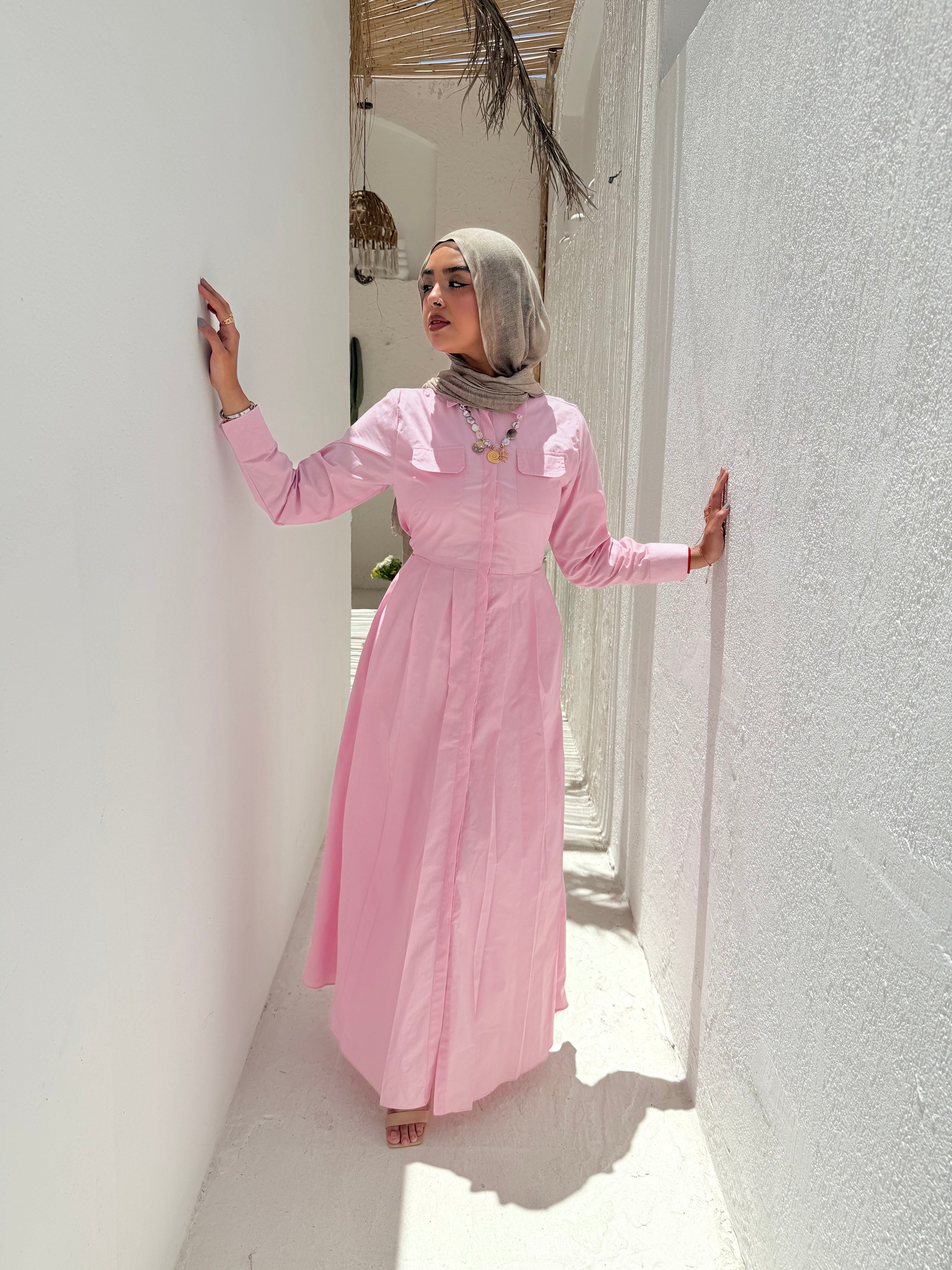 pink poplin maxi dress Cerisepink / L
