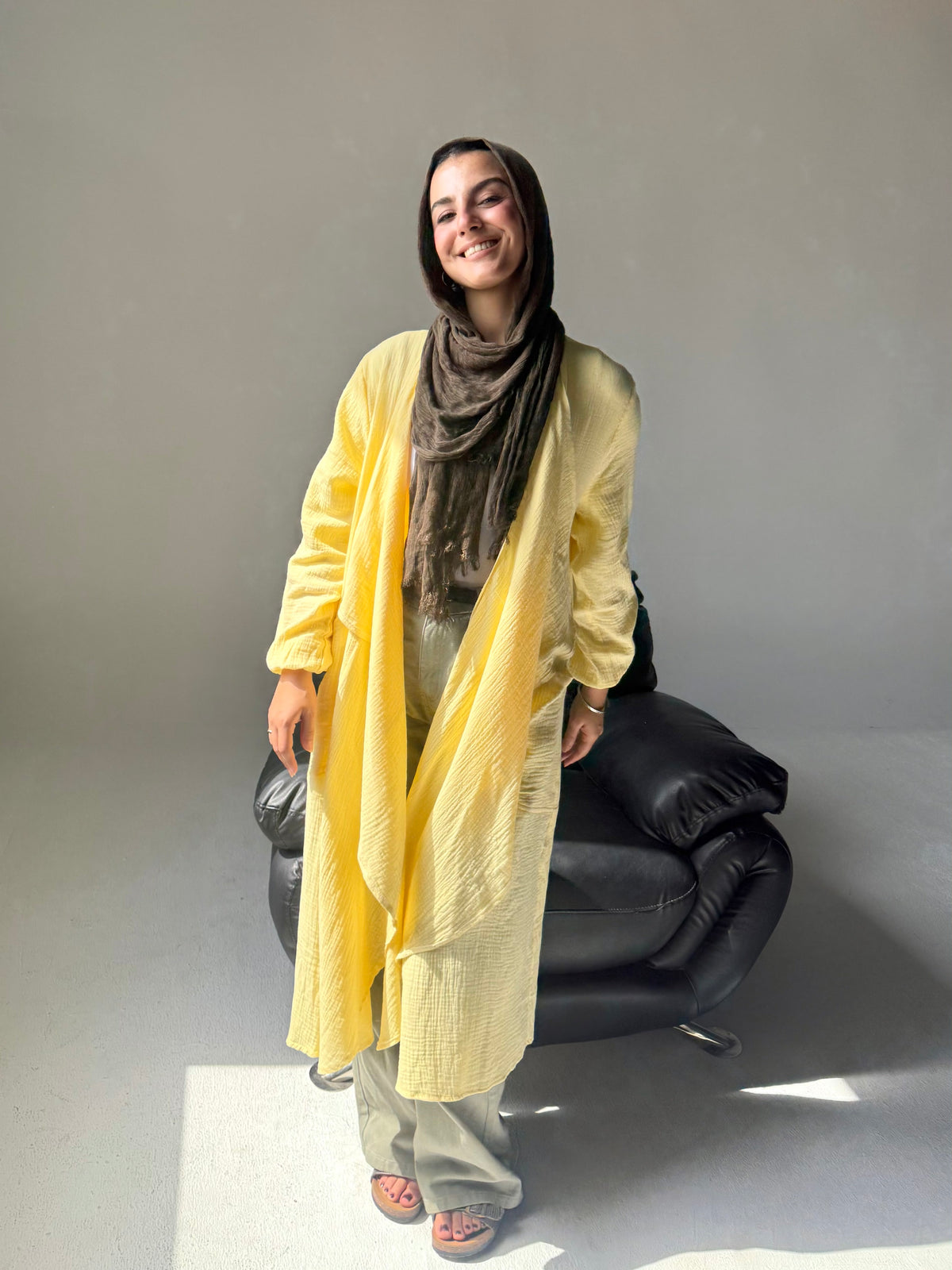 Crinkle Cardigan - Yellow