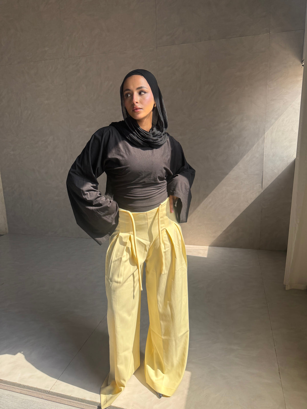 Wide Leg Trousers - Yellow
