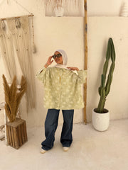 Embroidered Linen Shirt Oversize - Mint