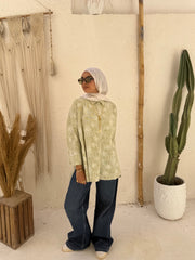 Embroidered Linen Shirt Oversize - Mint