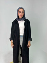 Long ribbed shirt in Black