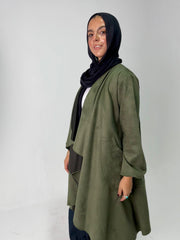 suede olive cardigan