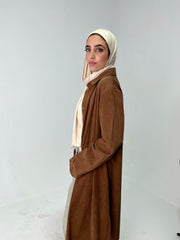 Long ribbed shirt in Brown