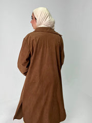 Long ribbed shirt in Brown