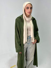 Long ribbed shirt in olive