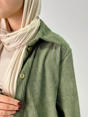 Long ribbed shirt in olive