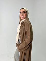 Long ribbed shirt in Beige