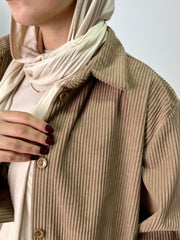 Long ribbed shirt in Beige