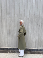Trench coat in olive