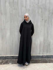 Black flow Hooded Dress