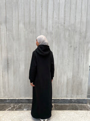 Black flow Hooded Dress