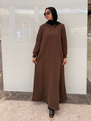 Mocha flow Hooded Dress