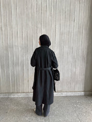 Denim trench coat in Black