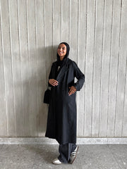 Denim trench coat in Black