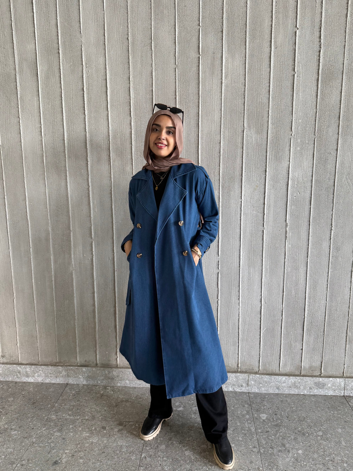 Denim trench coat in Blue