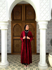 Layla velvet kaftan in Red