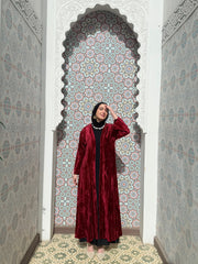 Layla velvet kaftan in Red