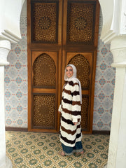 Striped Long Cardigan in Brown